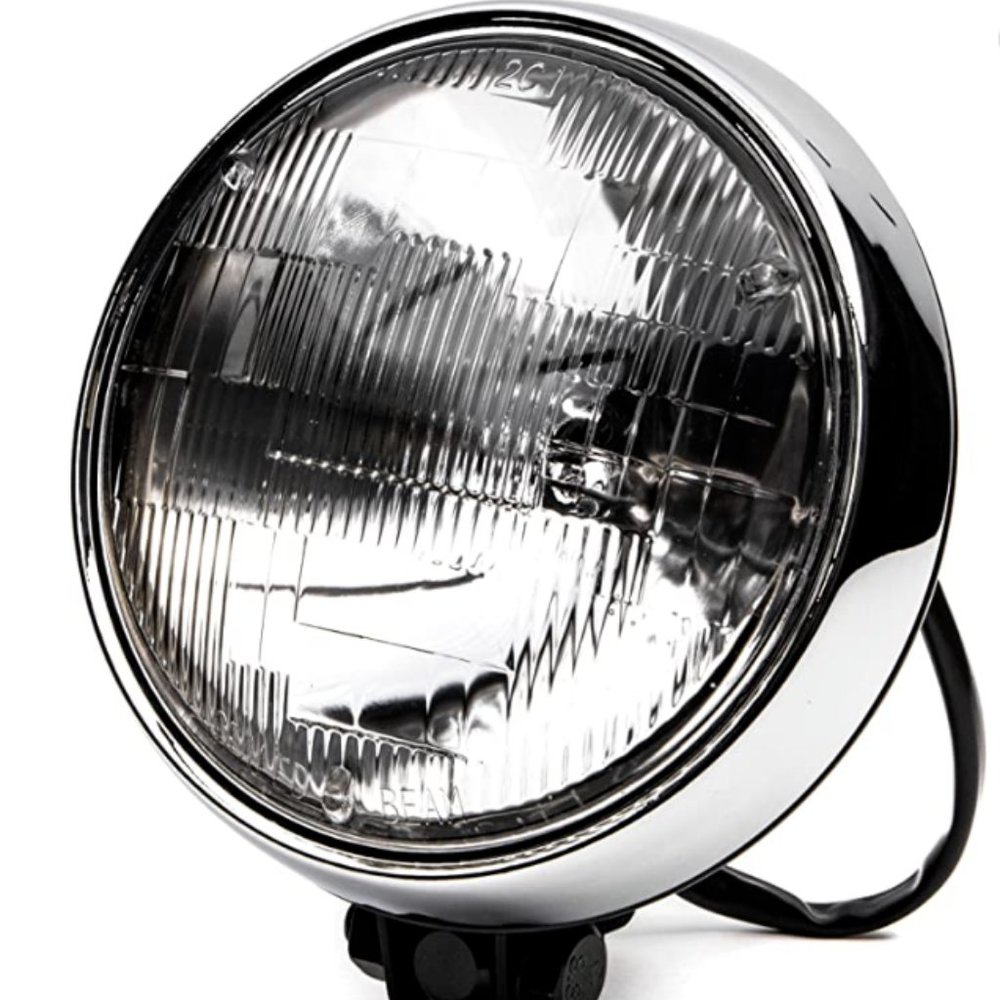 6" Black w/Chrome Ring Motorcycle Headlight Bottom Mount Running Light Hi/Lo